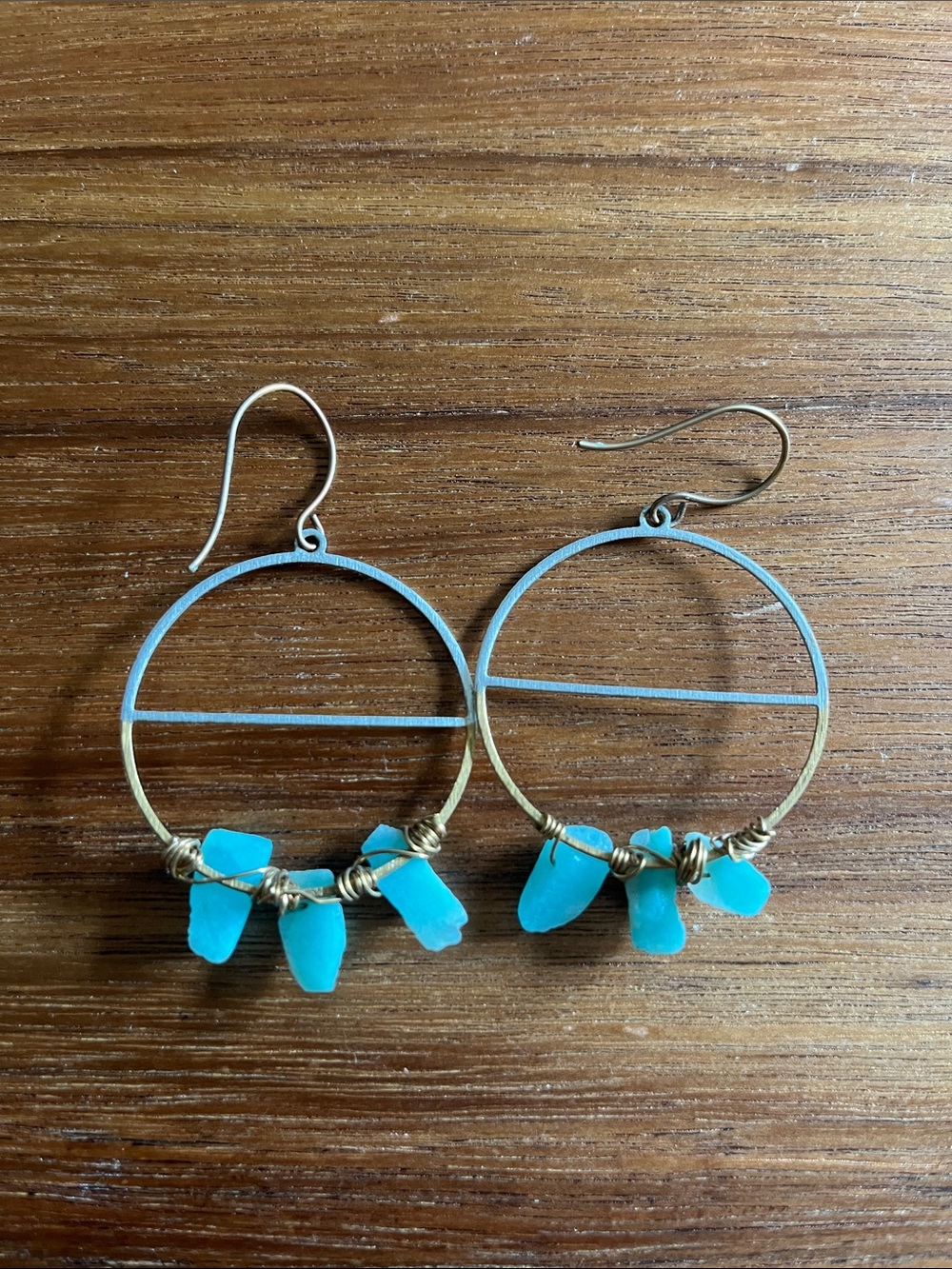 Turquoise Bead Hoop Drop Earrings